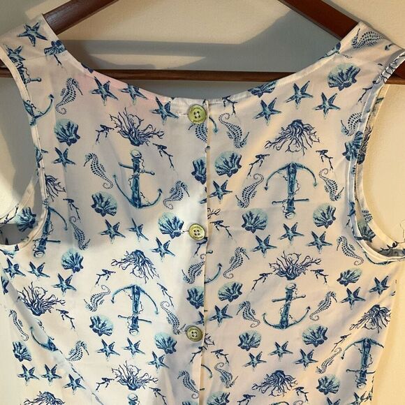Macbeth Collections Nautical Button Back Sleeveless Top. Anchors shells starfish - Picture 13 of 16